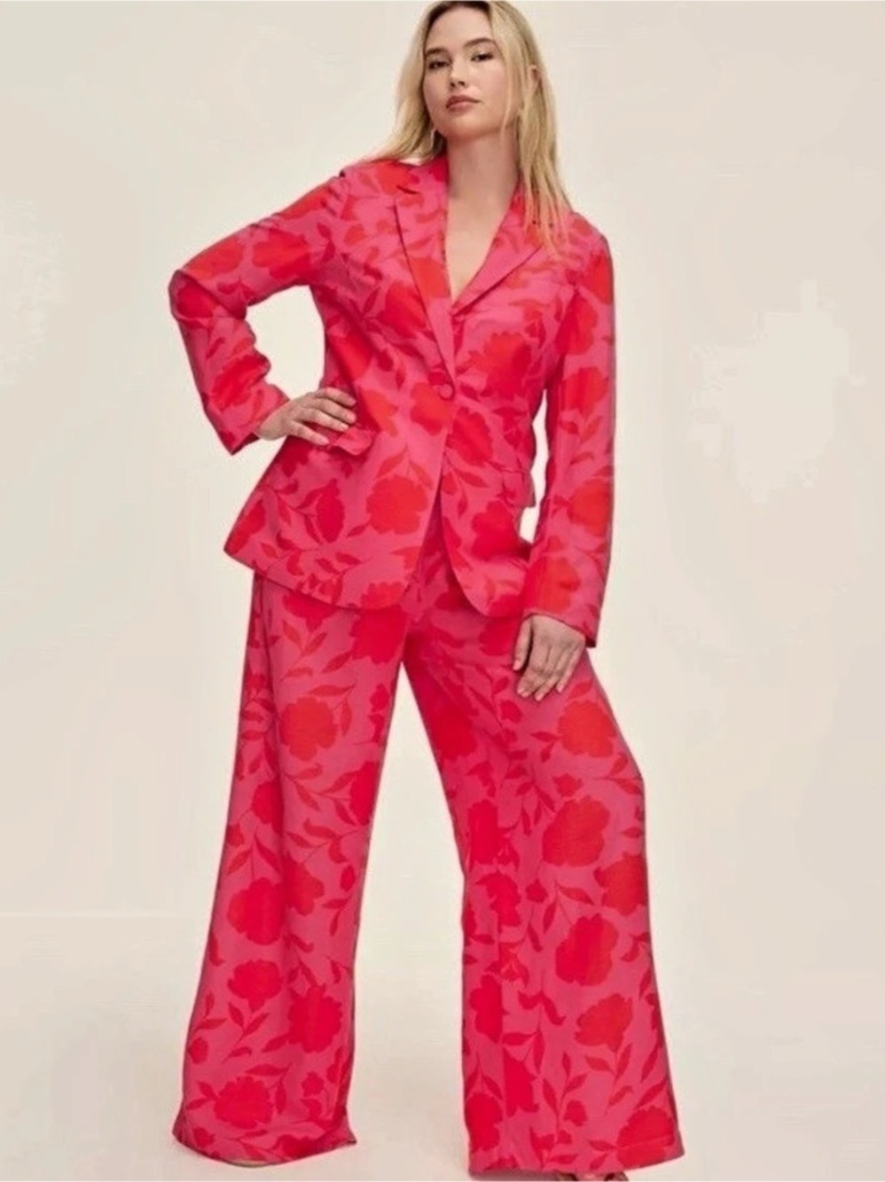 Kate Spade Floral Wide Leg Pantsuit in Pink Size M NWT